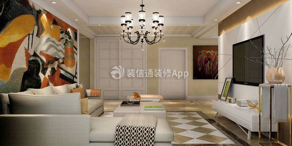 現(xiàn)代簡(jiǎn)約風(fēng)格三居室客廳背景墻裝修效果圖賞析