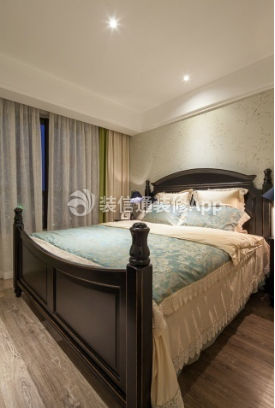 130平欧景名城美式风格家庭卧室纱帘装修装饰效果图