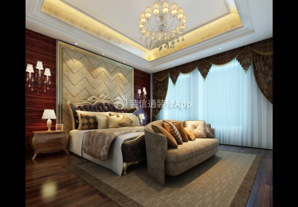玫瑰星城168平米中式卧室装修设计效果图欣赏