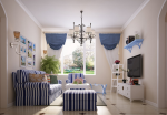 紫竹苑地中海风格客厅布艺沙发装修图片一览
