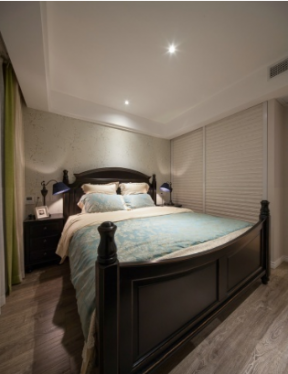 130平欧景名城美式风格卧室实木床装修效果图片