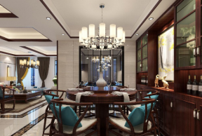 紫荆公馆123平米美式餐厅装修设计效果图欣赏