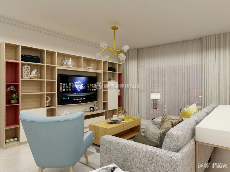 高速紫禁长安现代简约140平三居室客厅装修案例