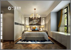 万达文旅城三居120平欧式风格卧室飘窗效果图