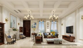 凯旋门650㎡美式风格别墅客厅装修效果图