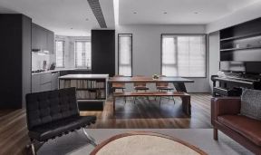碧桂园155平极简风格室内浅色木地板设计效果图