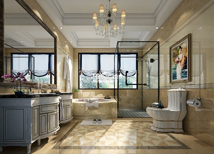 家装效果图 法式 海珀宫爵520平法式别墅卫生间整体淋浴房装修图 提供