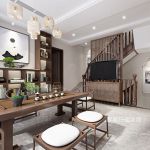 银泰红城450平新中式风格茶室装修设计图