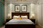 100平方地中海风格卧室床头壁纸装修图一览