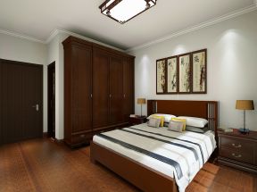 98平国际公馆中式风格卧室实木衣柜设计效果图