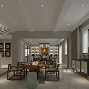 雅士林新城251平别墅北欧风格餐厅装修设计图