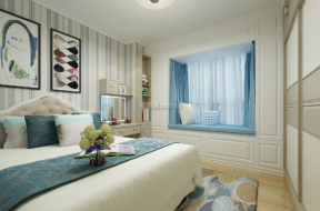 现代风格68平米两居室主卧床头设计造型图片