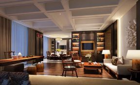 600平新中式风格别墅茶室设计效果图片