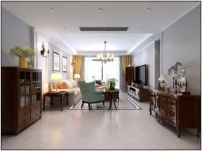 唐人中心美式风格两居客厅室内装饰柜设计图片