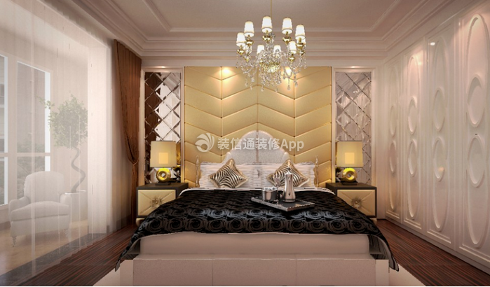 世纪花园欧式风格家庭卧室软包设计效果图片