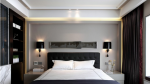 江滨新城现代简约风格卧室床头壁灯装修设计