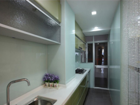 紫荆公馆现代风格长方形厨房设计装修图片
