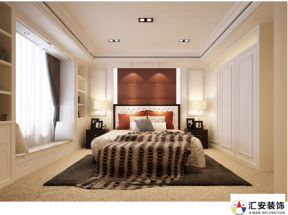 东岘雅居120平米欧式卧室背景墙装修设计效果图欣赏