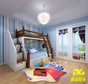 银泰城133平米现代卧室高低床装修设计效果图欣赏