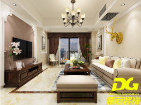 银泰城126平米美式客厅沙发装修设计效果图欣赏
