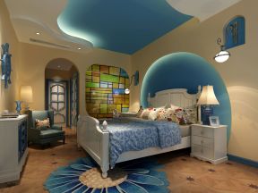 天骄御峰地中海风格卧室床头创意设计图