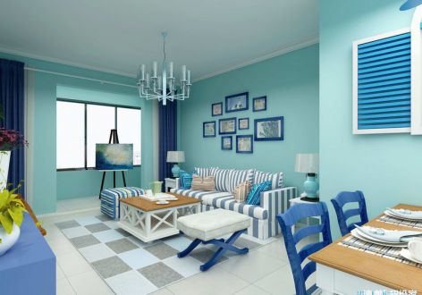 旭和蓝花楹地中海95平二居室装修案例