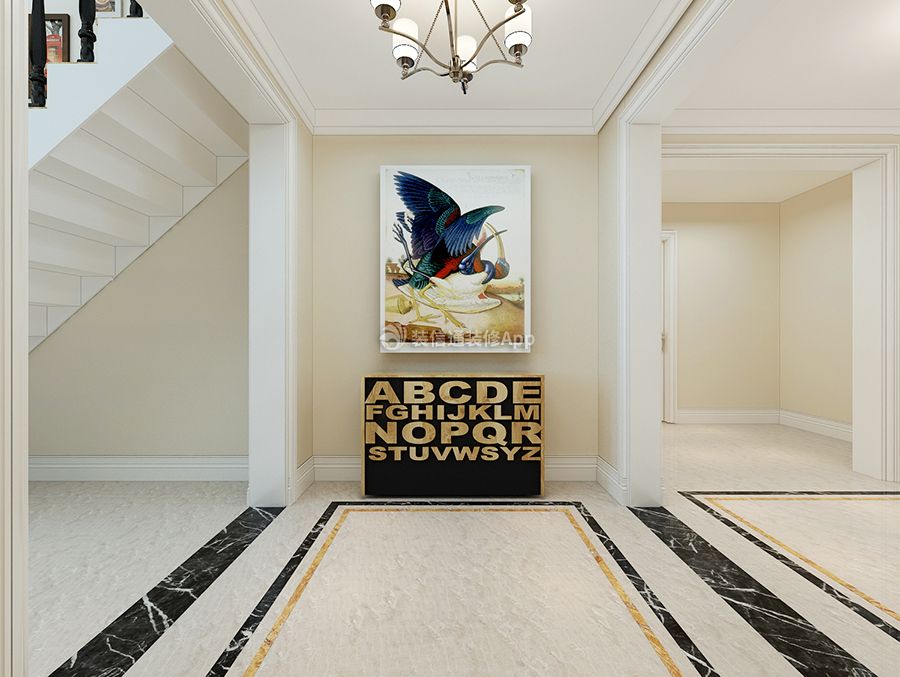 中海巅峰一号现代风格别墅走廊地砖设计效果图