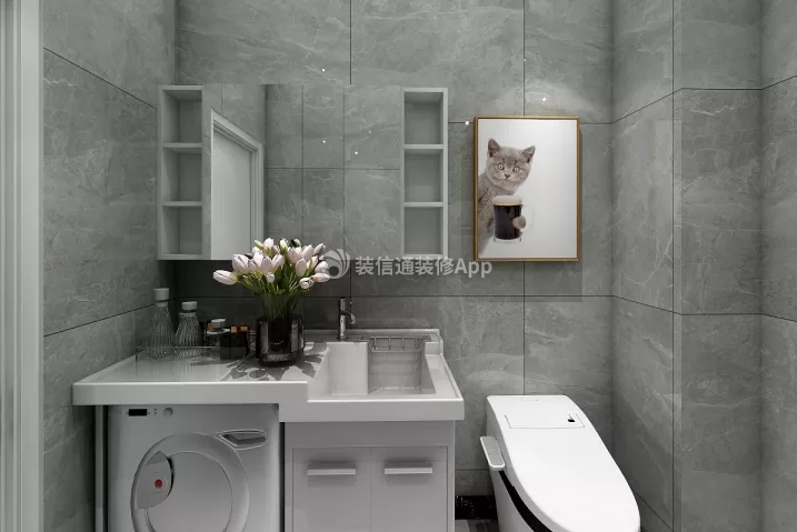 华发新城113平方现代风格卫生间镜柜设计效果图