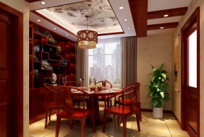 玫瑰星城220平米中式餐厅装修设计效果图欣赏