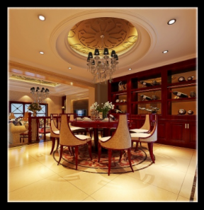 玫瑰星城400平米中式别墅餐厅装修设计效果图欣赏