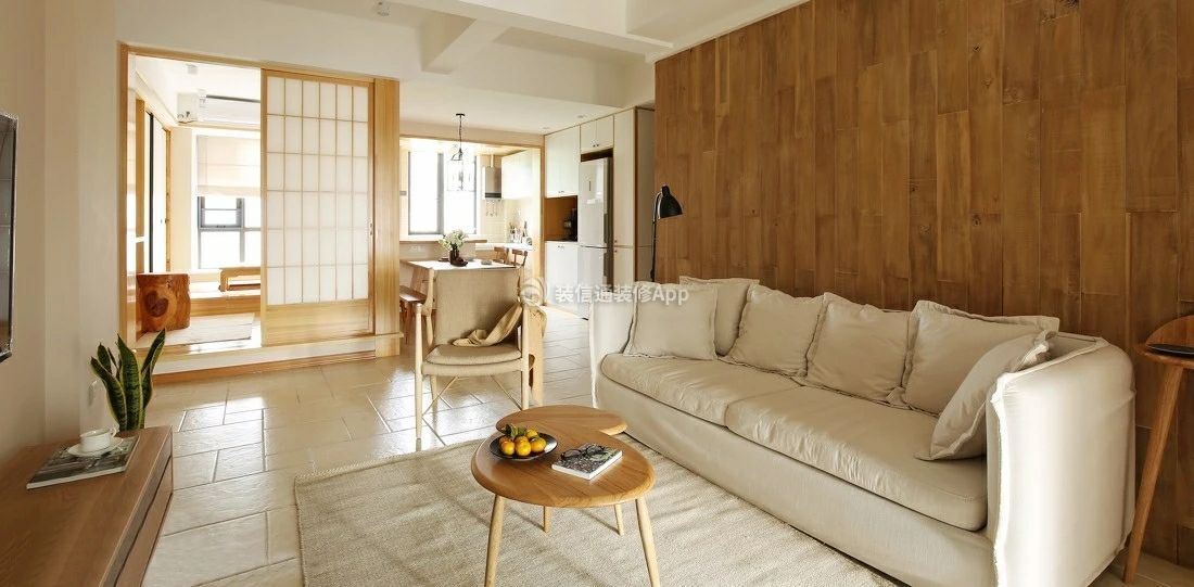 沁园春102平米三居日式沙发背景墙装修效果图欣赏