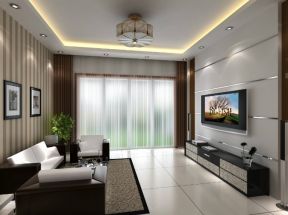 襄阳汉江梦78平米二居现代电视背景墙装修设计效果图