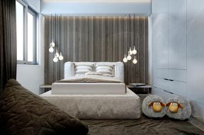 奥达文景观园135平米三居现代卧室背景墙装修设计效果图