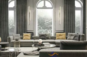 绿城百合127平米法式三居客厅窗帘装修设计效果图