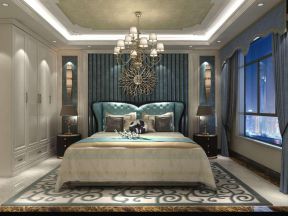 碧桂园名门167平欧式风格卧室床头软包设计效果图