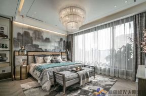 南湖明珠140平米三居中式卧室装修设计效果图欣赏