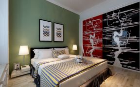 金瑞林城85平米二居现代卧室背景墙装修设计效果图