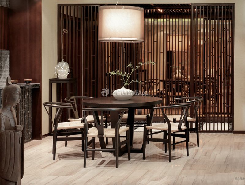 宏发领域新中式160平三居室餐厅装修案例