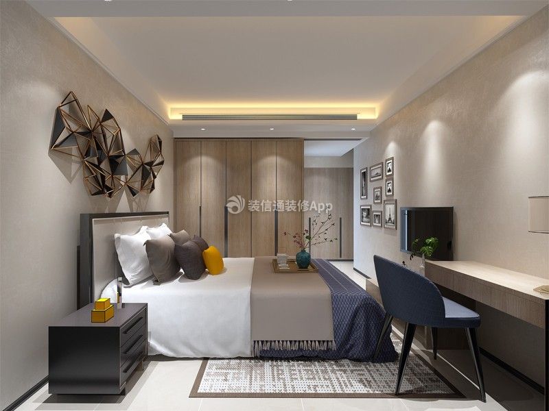 华润城新中式130平三居室卧室装修案例