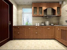 97平三居室美式风格厨房装修效果图片