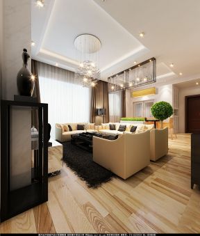 康华花语城129平米三居现代客厅装修设计效果图