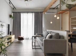现代风格小型公寓客厅灰色沙发设计图片赏析