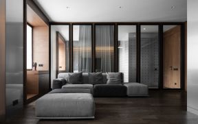 2023小型公寓灰色客厅布艺沙发装潢设计图片