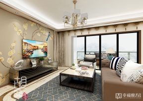 龙湖三千庭新中式110平三居室客厅装修案例