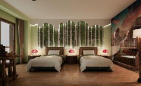 杭州酒店宾馆标间室内床头背景墙装饰装修图片