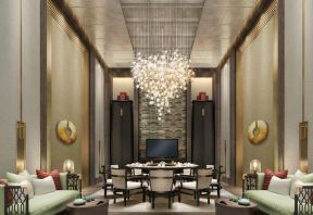 杭州酒店餐厅包间水晶灯装修设计效果图片