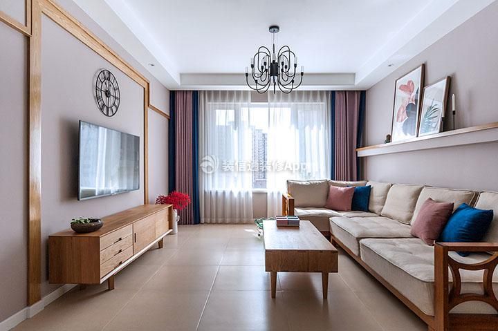 珠江御景湾北欧140平三居室客厅装修案例