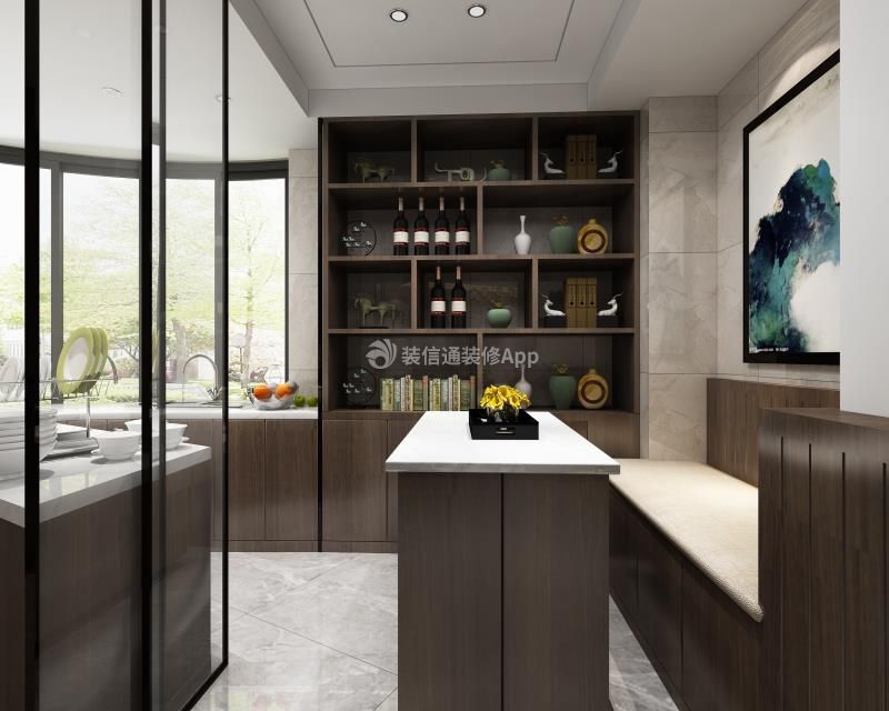 東方明珠大寧公寓96平米中式書房裝修設(shè)計(jì)效果圖