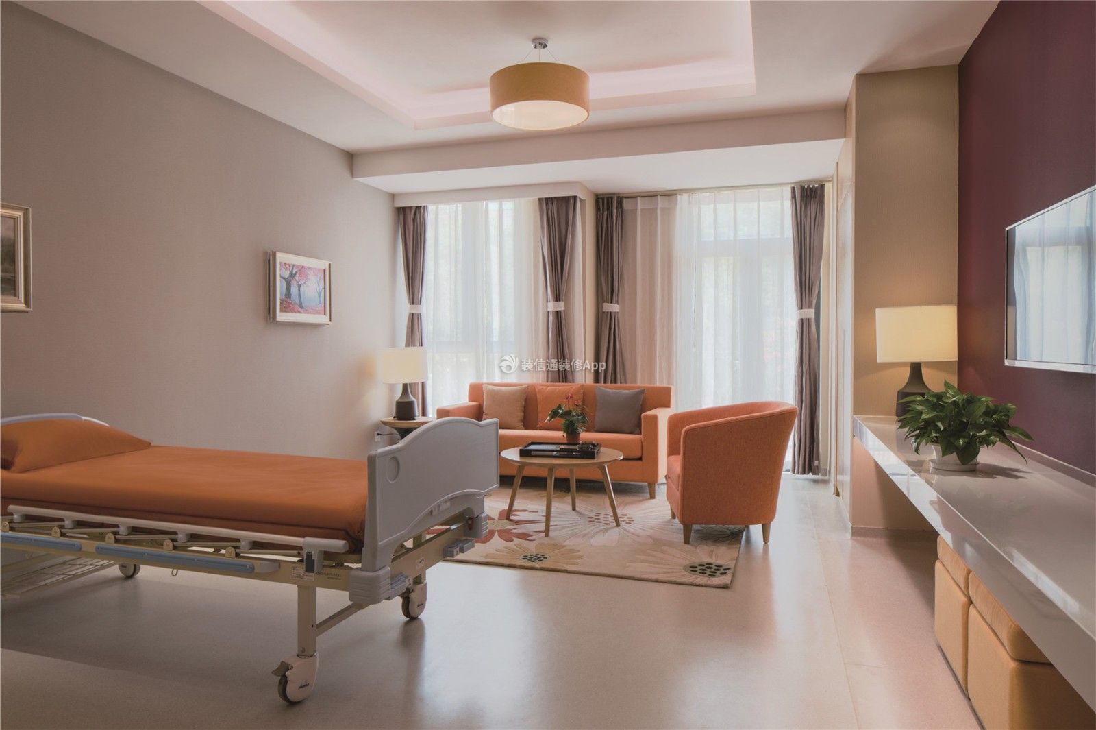 4500平现代风格大型医院单人病房装修设计图