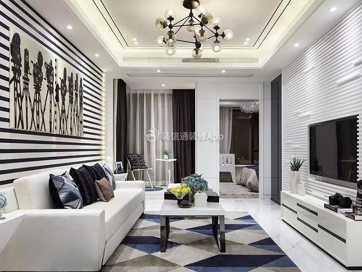 保利紫薇花语现代124平三居室客厅装修案例